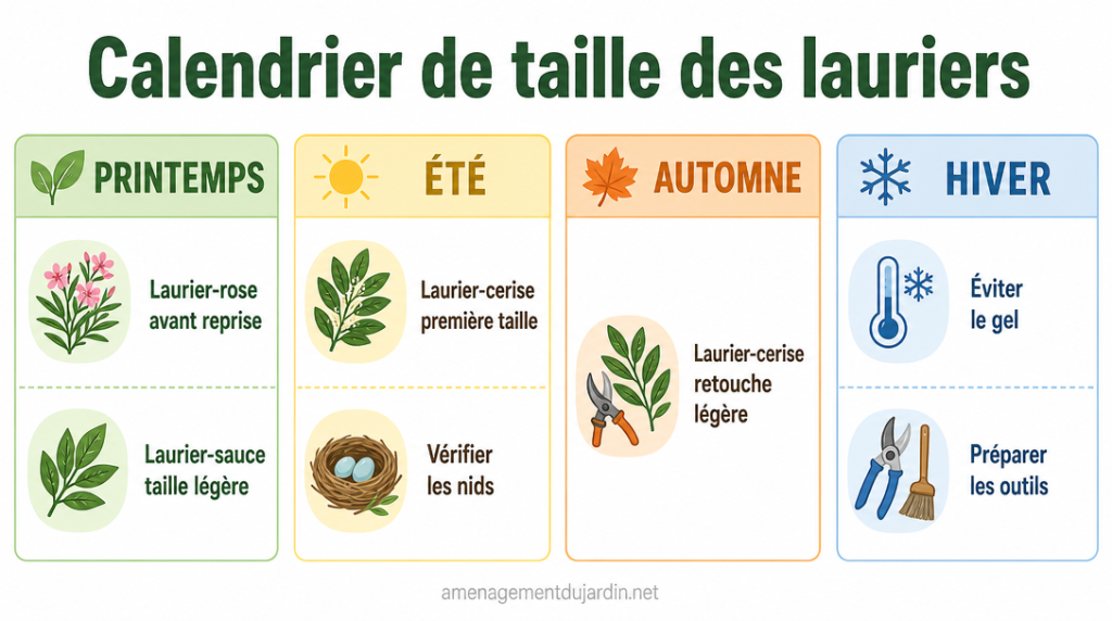 Calendrier saisonnier pour tailler les différentes espèces de laurier
