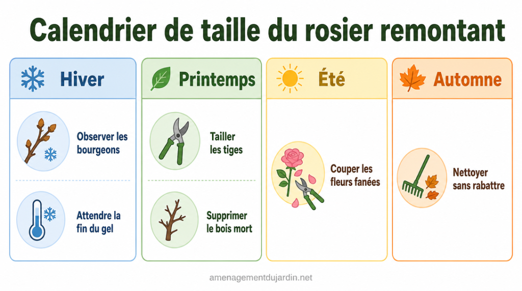 Calendrier saisonnier pour tailler un rosier remontant