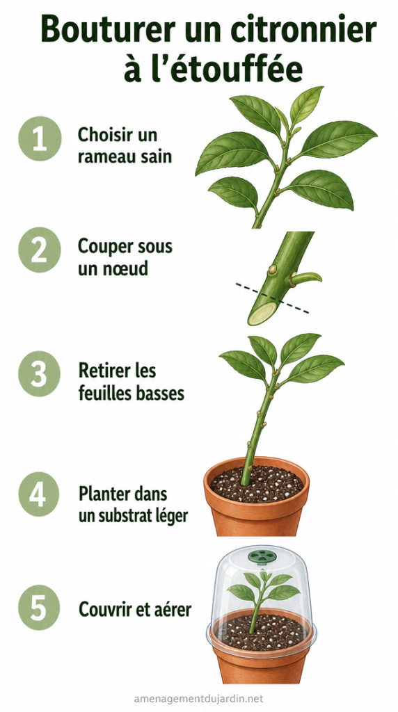 Cinq étapes pour bouturer un citronnier à l'étouffée