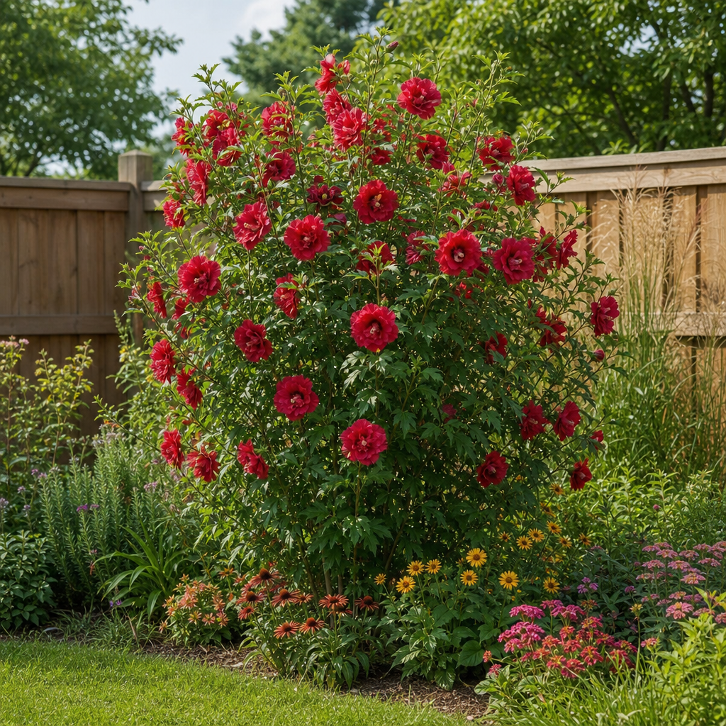 Hibiscus rouge en fleurs sous le soleil d’été