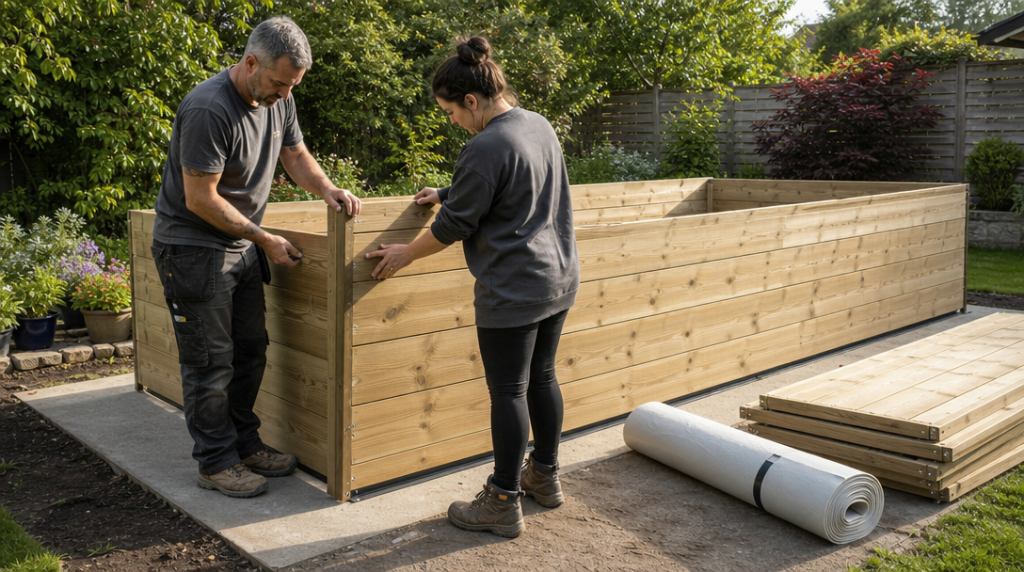 Montage d’une piscine en kit bois au jardin