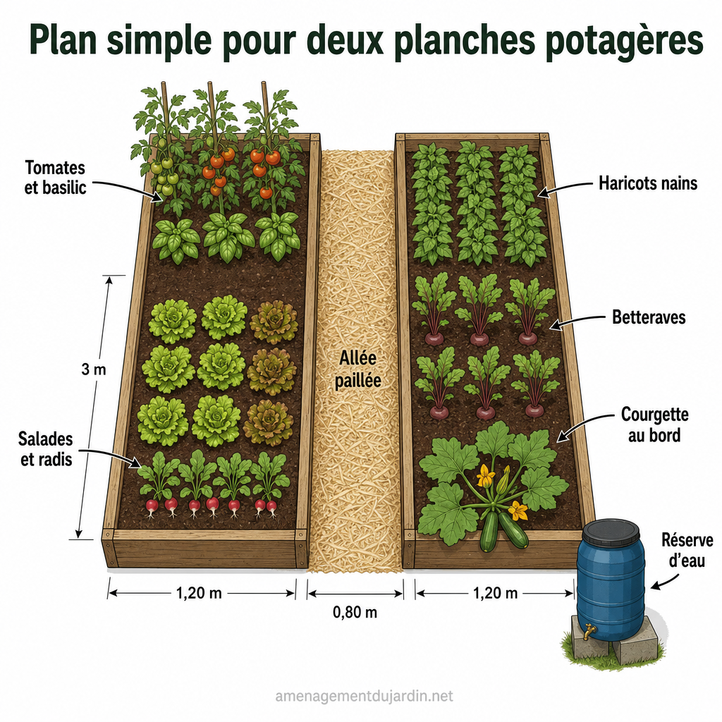 Plan de deux planches pour potager débutant