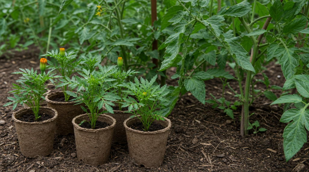 Jeunes œillets d’Inde prêts à être plantés