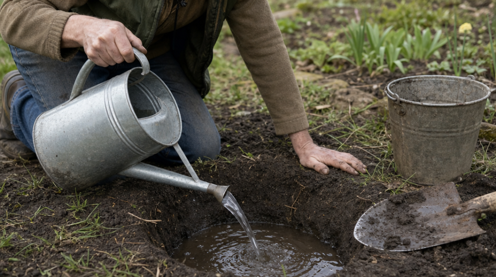 Geste du test de percolation dans un trou de 30 cm
