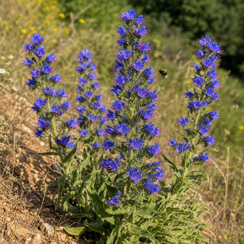 Vipérine commune aux épis bleus et bourdon