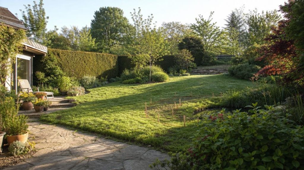Terrain de jardin observé avant implantation du bassin