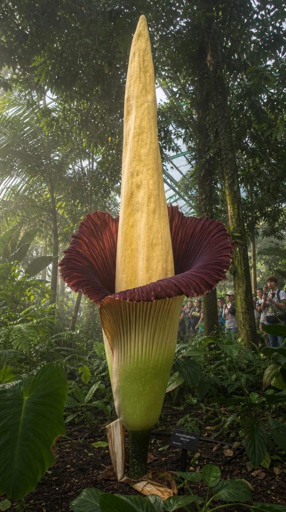 Arum titan géant en floraison dans une serre