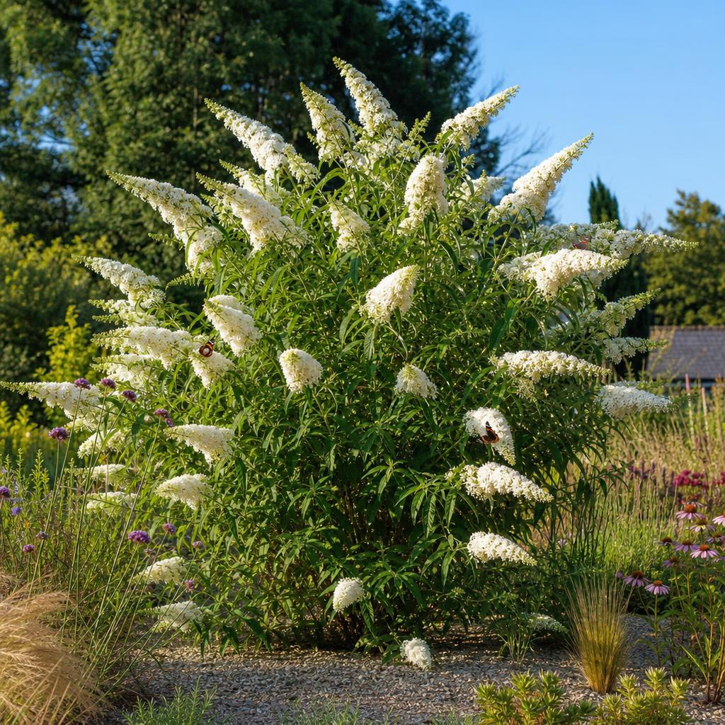 Buddleia White Profusion aux épis blancs d’été