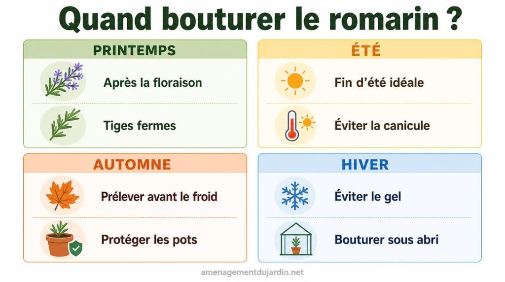 Calendrier des saisons favorables au bouturage du romarin