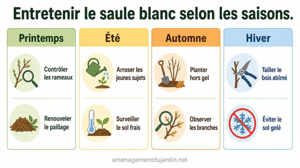 Calendrier saisonnier des soins du saule blanc