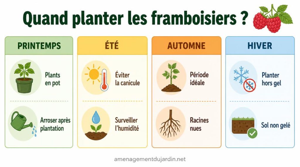 Calendrier saisonnier de plantation des framboisiers