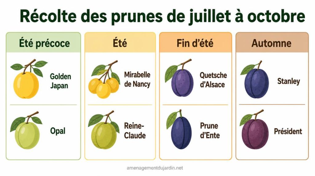 Calendrier des récoltes de prunes de juillet à octobre