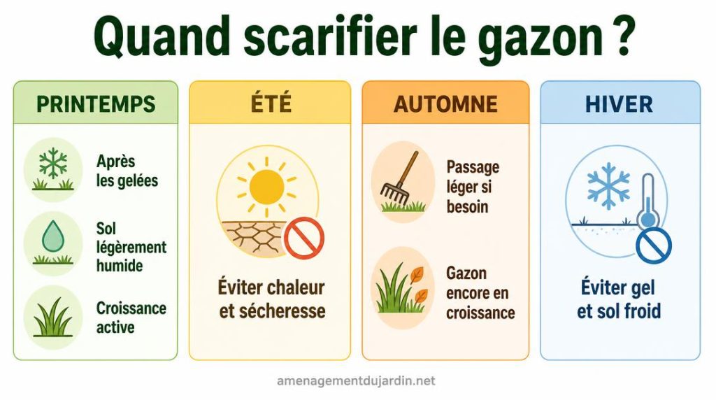Calendrier des saisons pour scarifier le gazon
