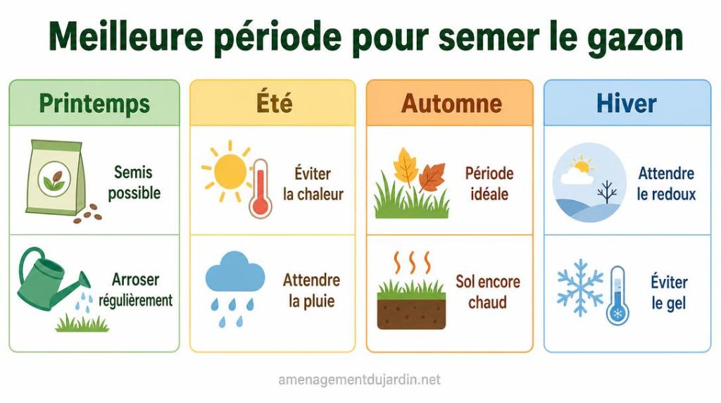 Calendrier des saisons favorables au semis du gazon
