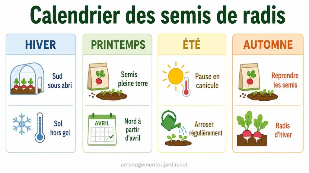 Calendrier des semis de radis par saison