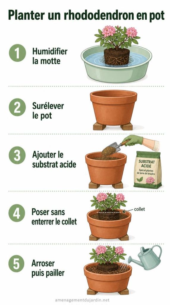 Cinq étapes pour planter un rhododendron en pot