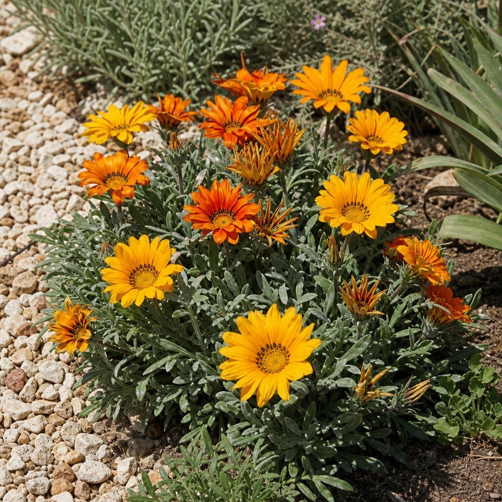 Gazania jaune et orange ouvert au soleil