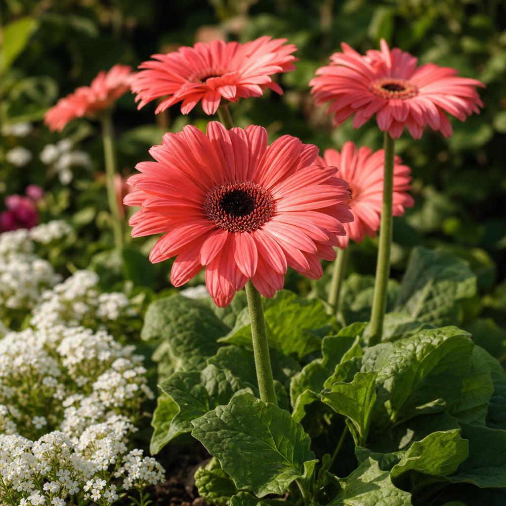 Grand gerbera rose au cœur foncé