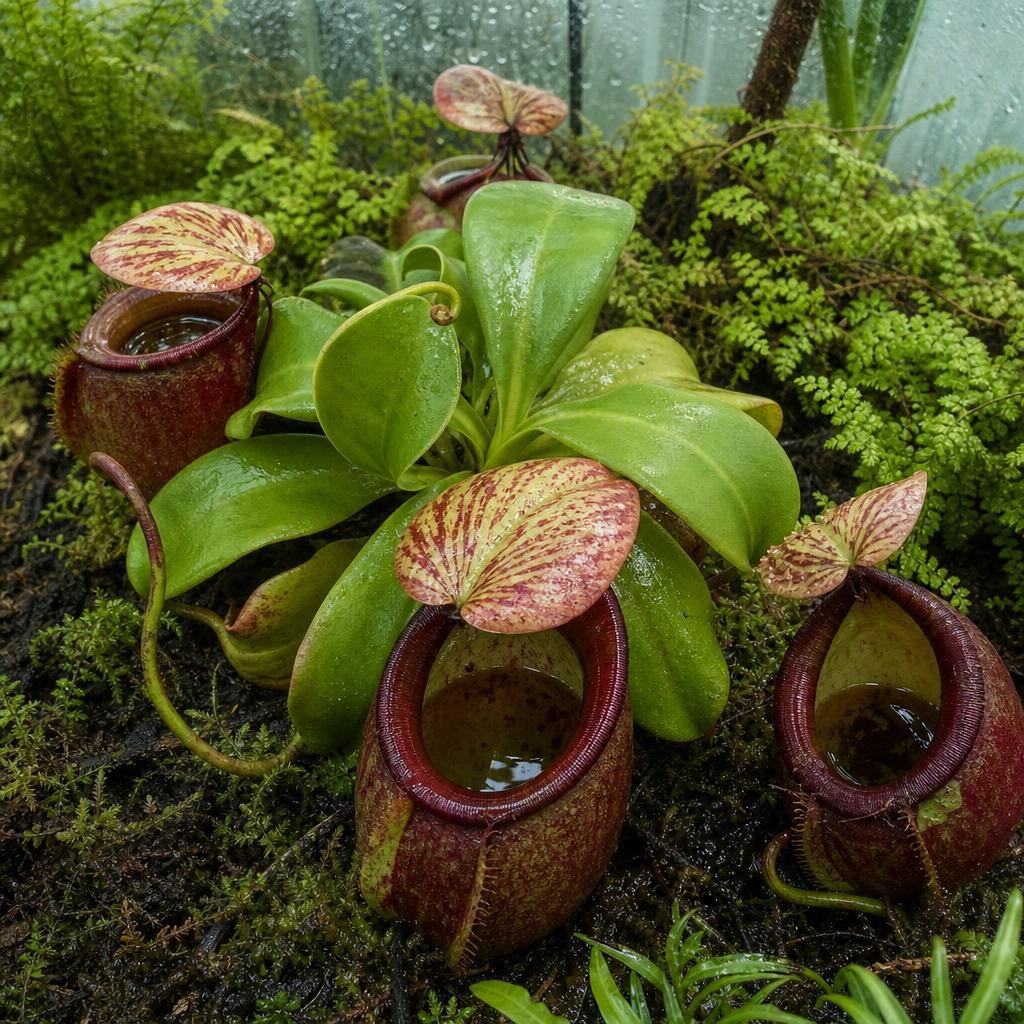 Urnes rouge vert de Nepenthes attenboroughii