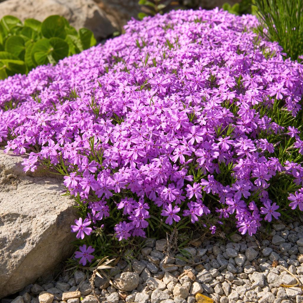Phlox mousse rose en tapis fleuri