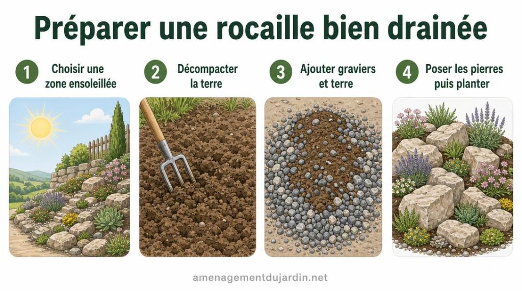 Étapes pour préparer un sol de rocaille drainant