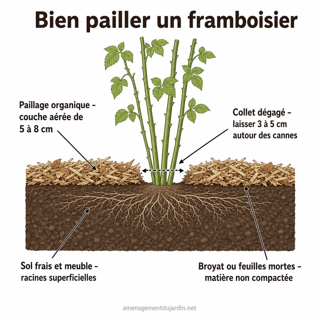 Schéma de paillage avec collet dégagé