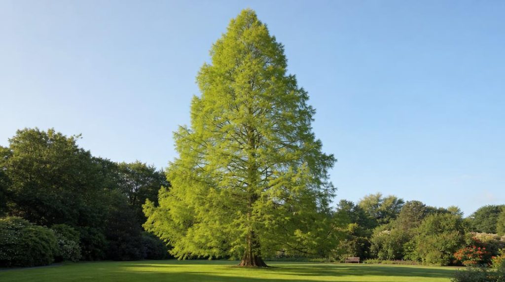 Grand cyprès chauve adulte dans un vaste jardin