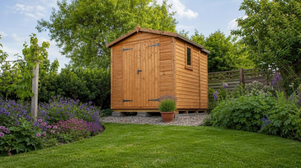 Abri bois sur plots avec ventilation sous plancher