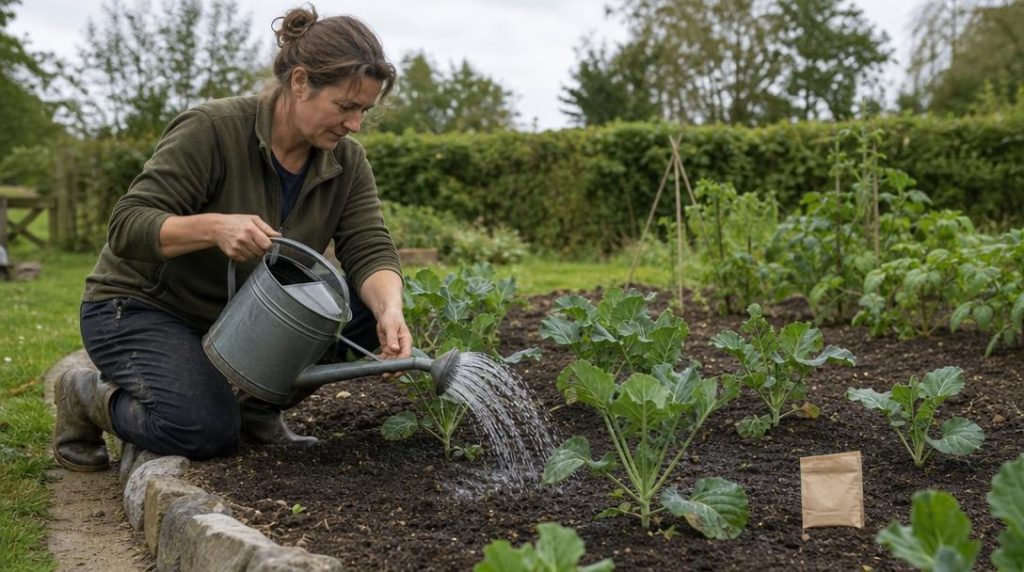 Arrosage doux d’un potager après application de nématodes