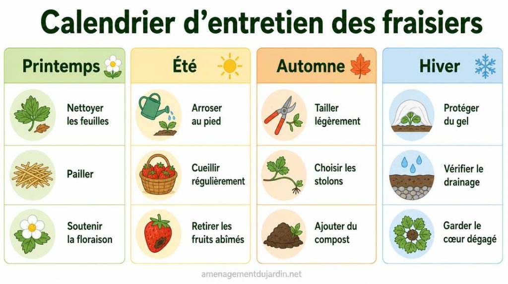 Calendrier des soins saisonniers pour fraisiers