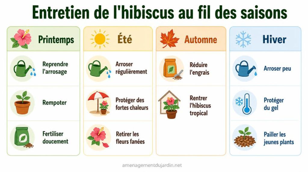 Calendrier des soins de l'hibiscus selon les saisons