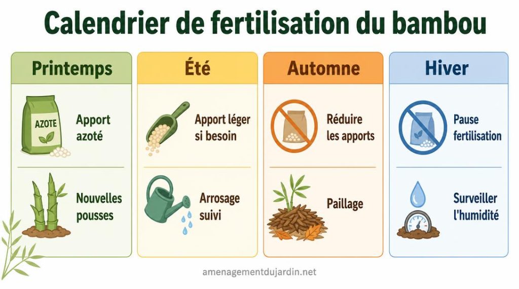 Calendrier des apports d'engrais pour bambou par saison