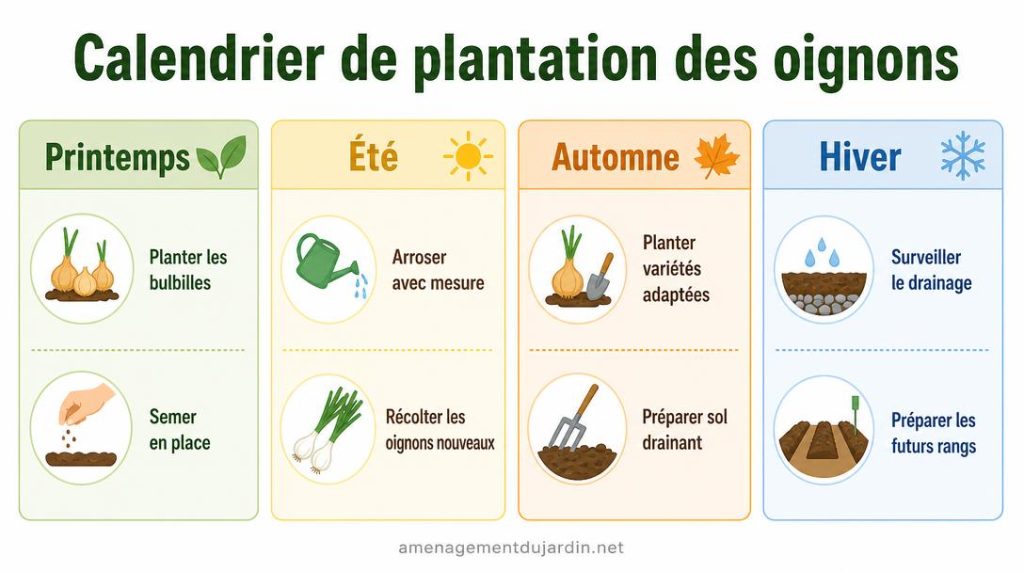 Calendrier saisonnier de plantation des oignons au potager