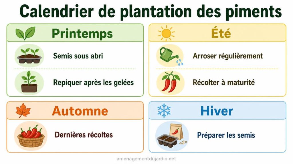 Calendrier saisonnier pour semer et planter des piments