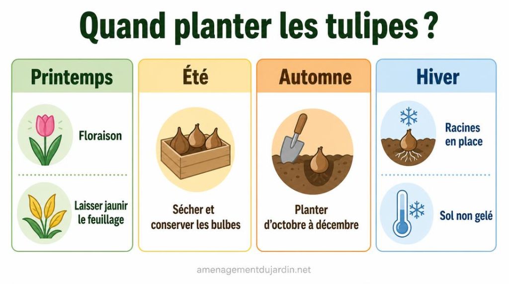 Calendrier des saisons pour planter et entretenir les tulipes
