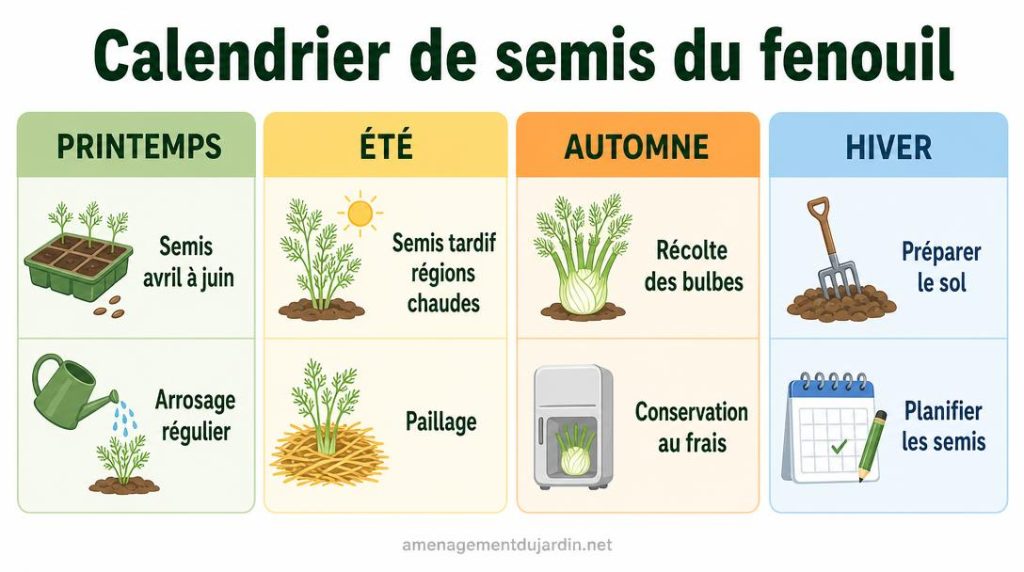 Calendrier saisonnier des semis et récoltes de fenouil