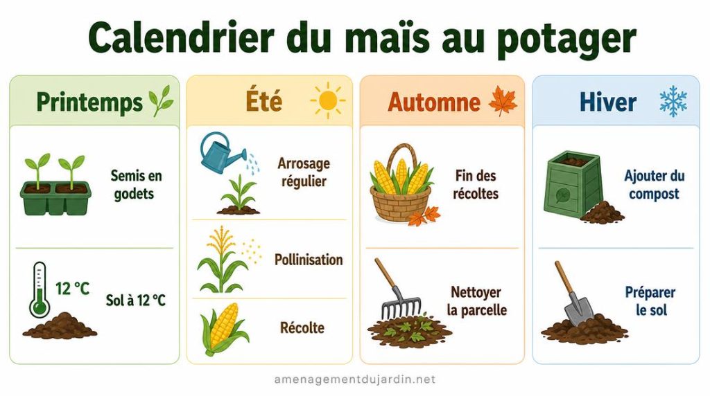 Calendrier des travaux pour cultiver le maïs doux
