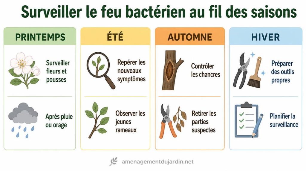 Calendrier saisonnier de surveillance du feu bactérien