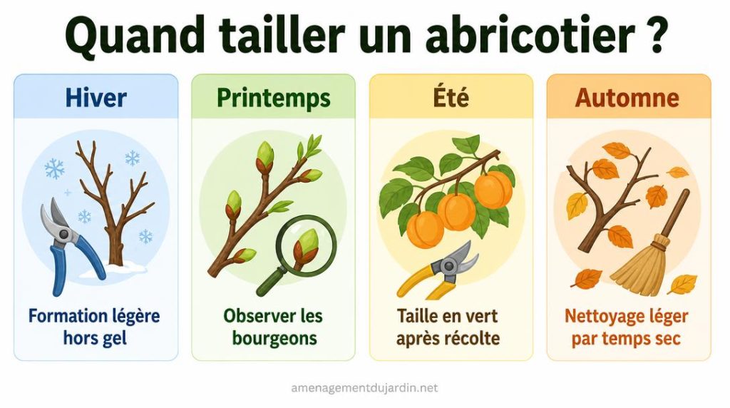 Calendrier saisonnier de taille d'un abricotier