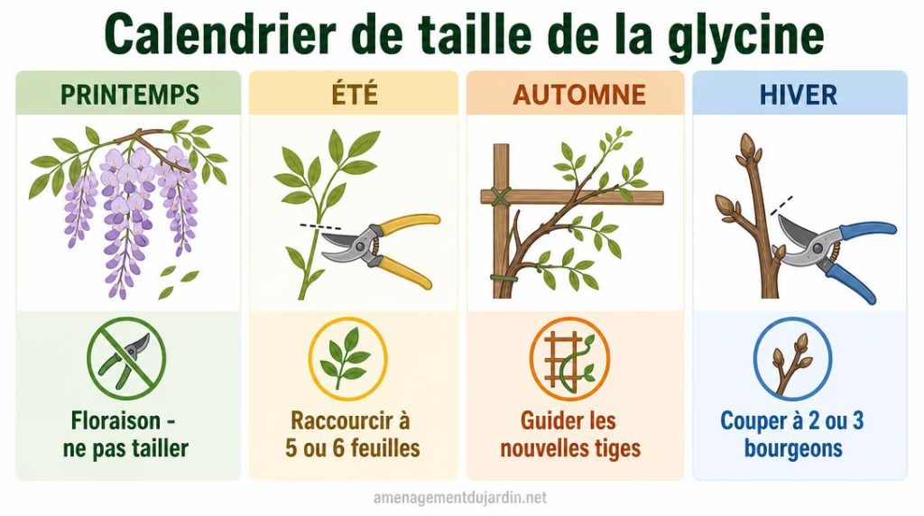 Calendrier des tailles d’été et d’hiver de glycine