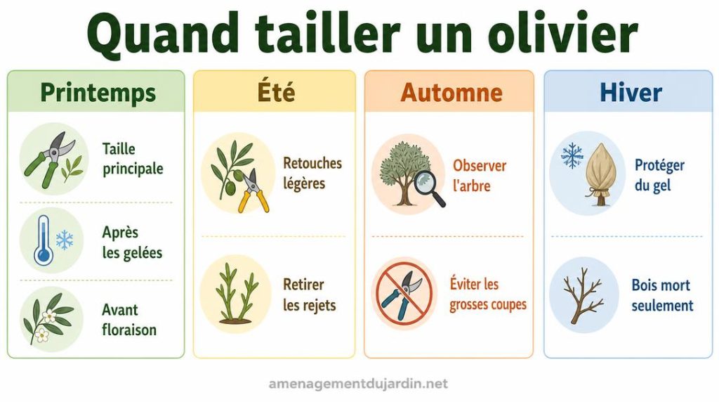 Calendrier saisonnier de taille de l'olivier