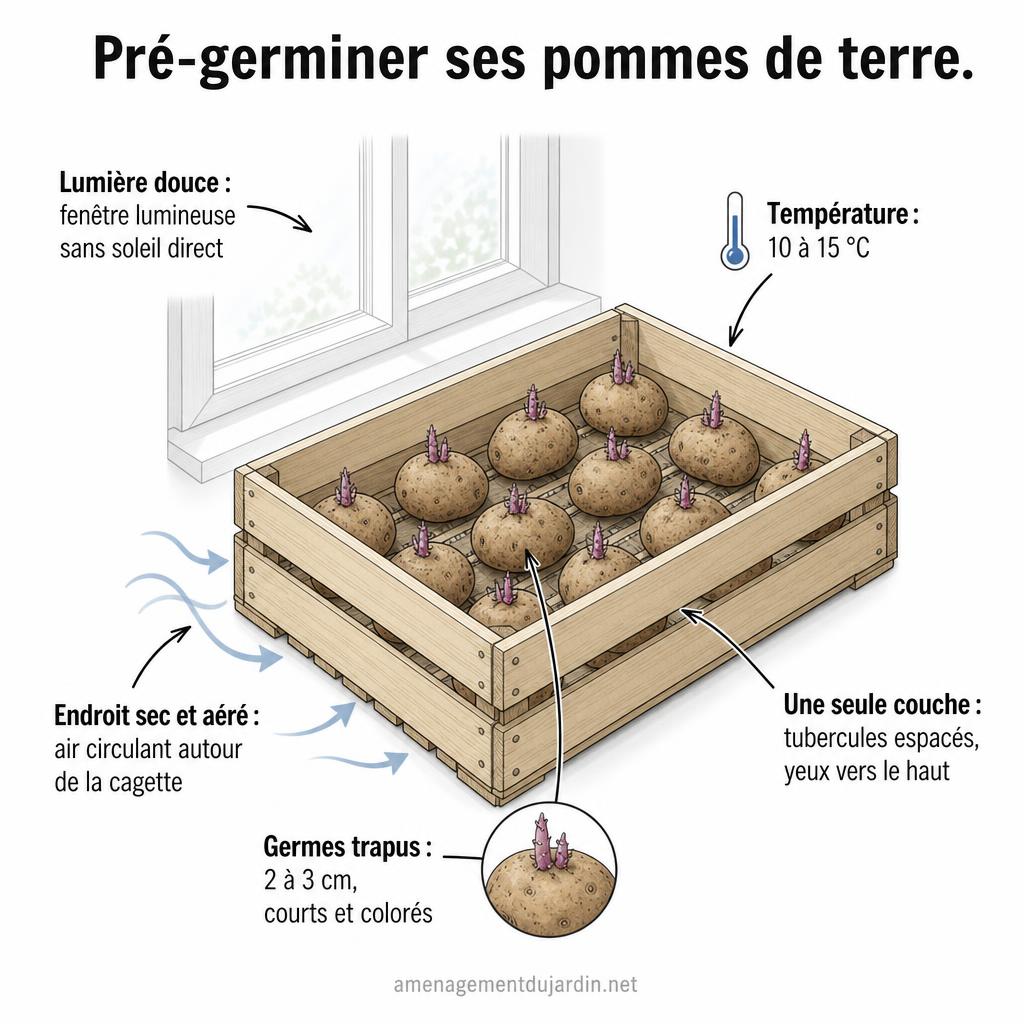 Schéma des conditions pour pré-germer des tubercules