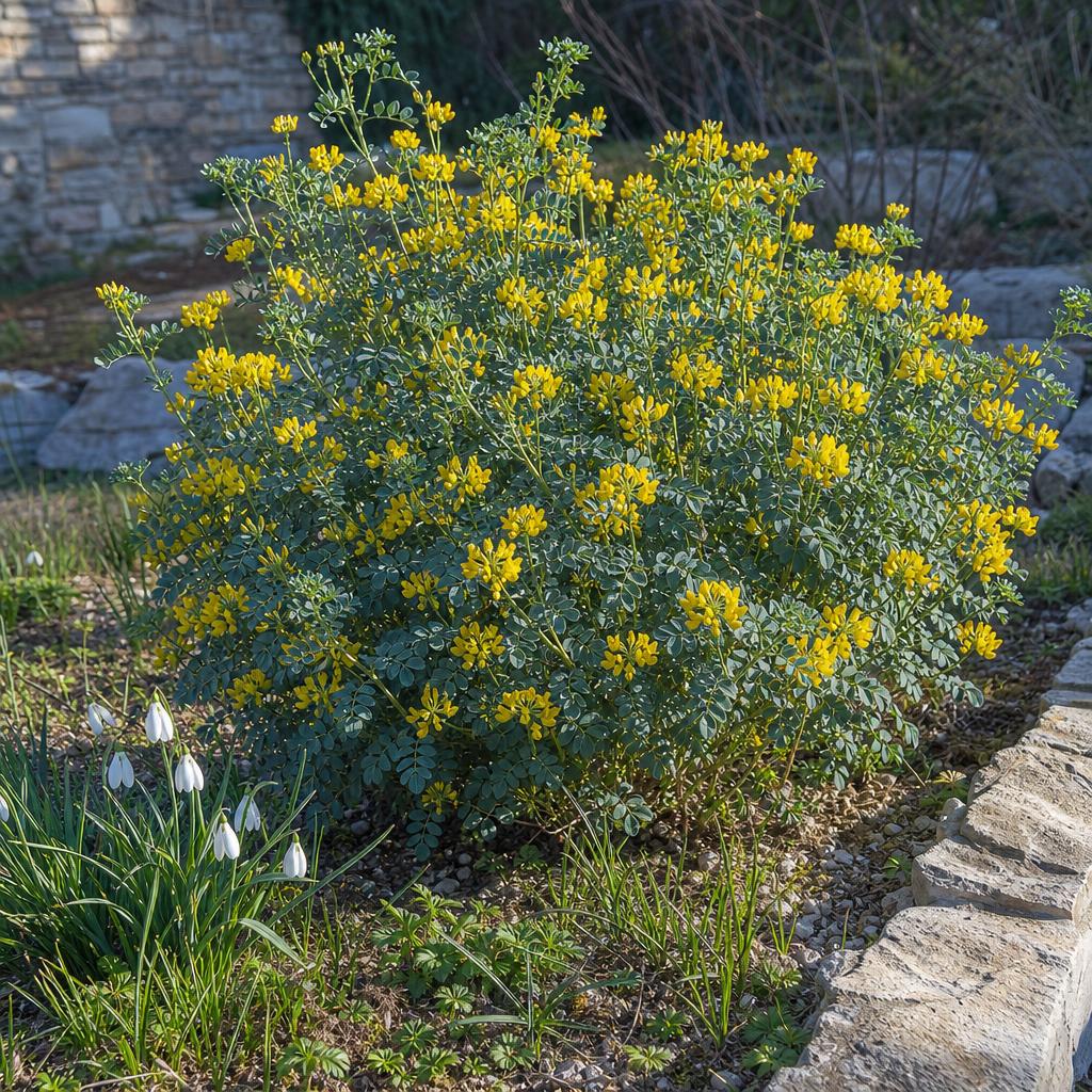 Coronille glauque jaune dans un massif sec