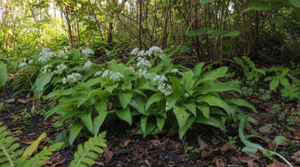 Ail des ours en bordure de sous-bois ombragée