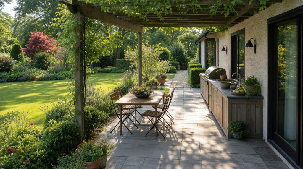 Coin cuisine proche de la maison et de la terrasse