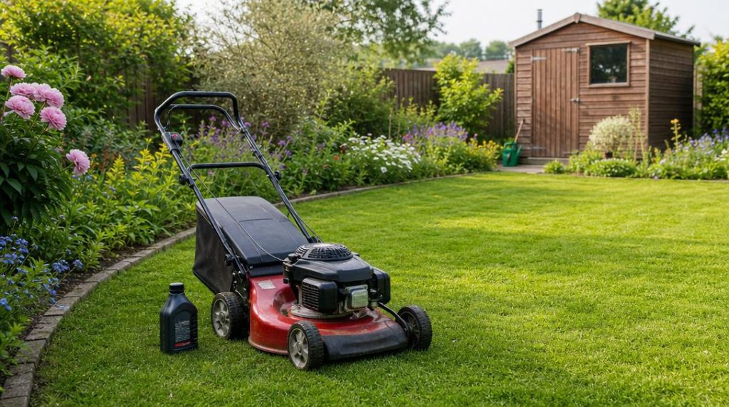 Tondeuse thermique et huile pour tondeuse au jardin