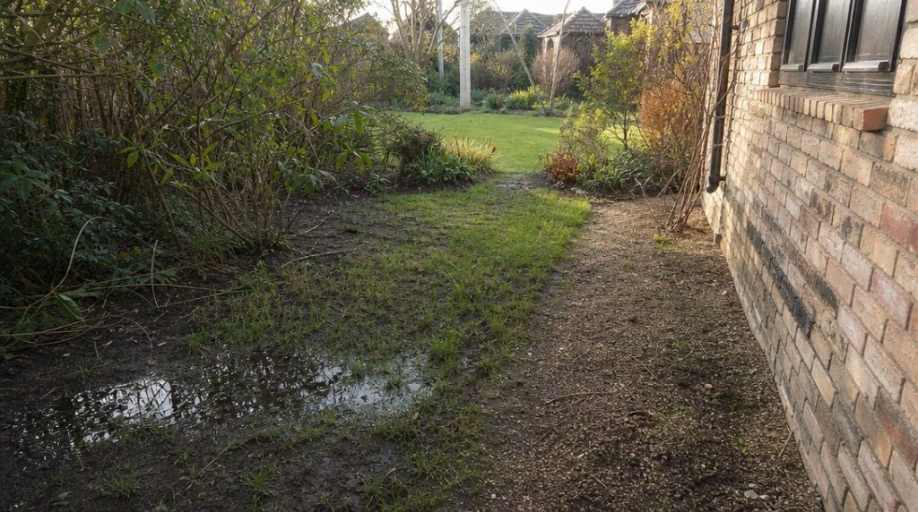 Sol humide et zone ensoleillée dans un jardin