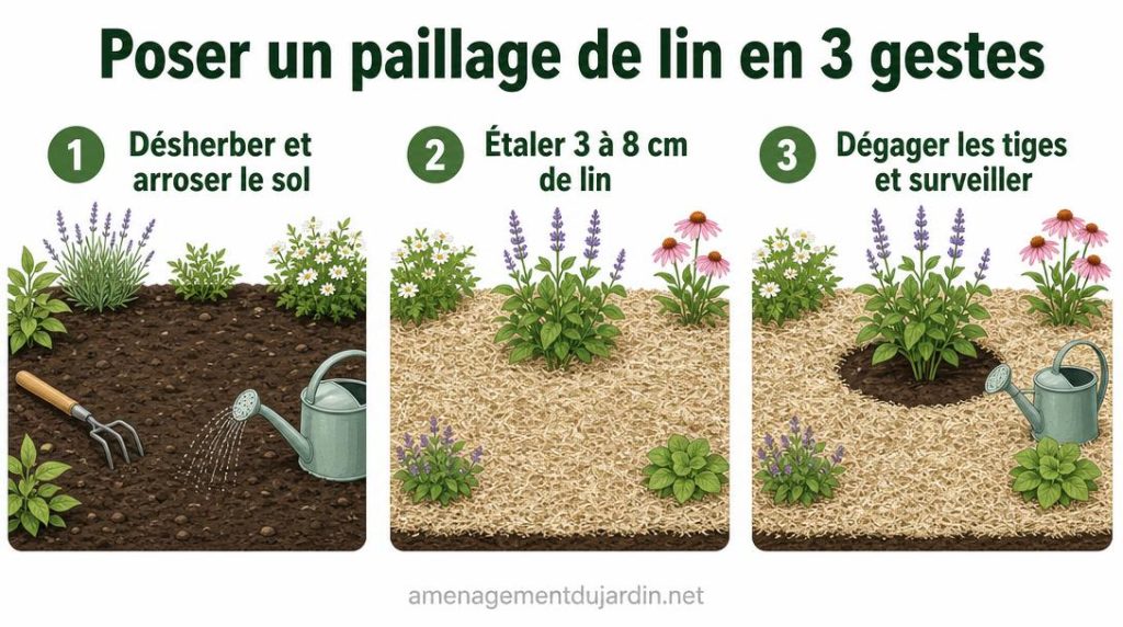 Trois étapes pour poser un paillage de lin