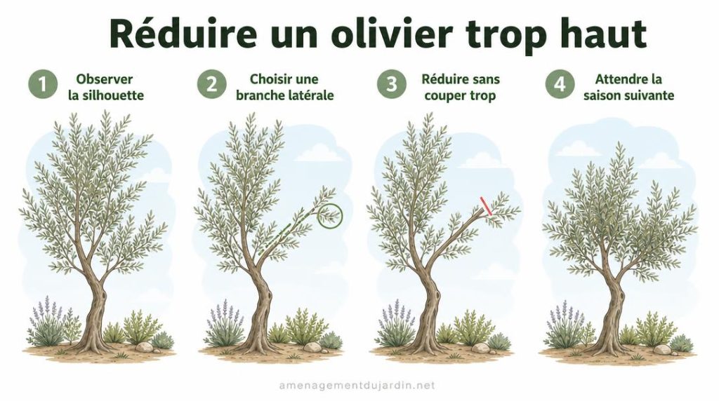 Étapes pour réduire la hauteur d'un olivier