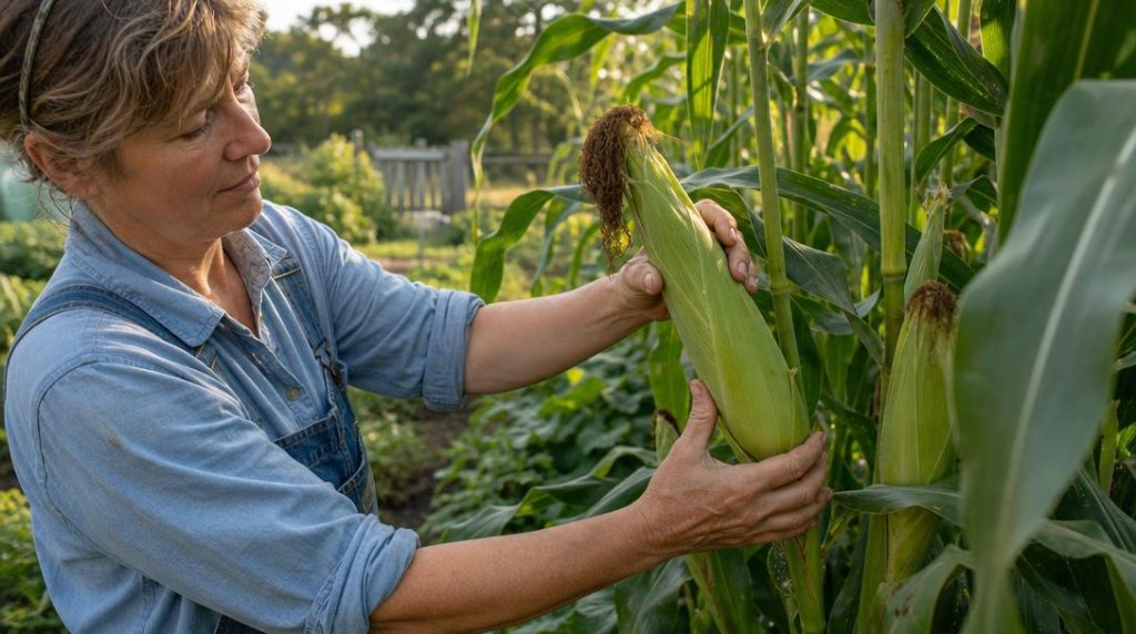 Récolte d’un épi de maïs doux mûr